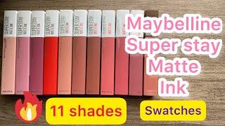 Maybelline super stay matte ink lipstick swatches 11 shades 