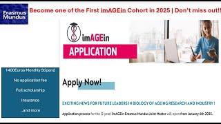 2025 Fresh Program | ImAGEin | 1400 Euros monthly | Erasmus Mundus Full Scholarship | STEM