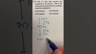 If 75 % of a first order reaction was completed in 60 minutes, 50 % of the same reaction under the