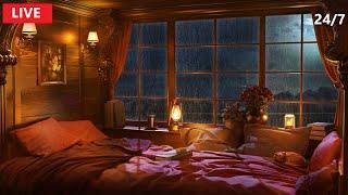 Rain and Thunder Sounds for Sleeping -  Fall Asleep With Rain And Thunder Sound At Night | 24/7