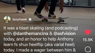 ‍Tony Hawk teaches blind skater a varial heelflip