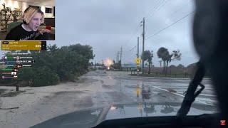 xQc Dies Laughing at Storm Chaser Covering Hurricane Milton in Streets of Florida