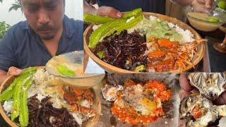 Best crab soup recipe in Naga style || crispy fried grasshoppers || Naga foods.