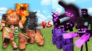 Overpowered NETHER BOSSES vs END BOSSES in Minecraft Mob Battle