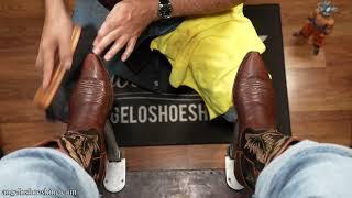 $1500 Boots Get Shined!? | Angelo Shoe Shine ASMR