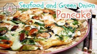 Korean Seafood and Green onion Pancake (해물 파전, HaeMul PaJeon) | Aeri's Kitchen