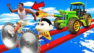 SHINCHAN AND FRANKLIN TRIED THE IMPOSSIBLE FIREBALL TRACTOR BLADE CHALLENGE GTA 5