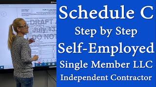 Schedule C Form 1040 Sole proprietor, independent contractor, LLC.  How to fill out form Schedule C.