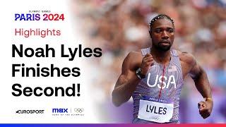 Noah Lyles finishes SECOND behind Louie Hinchliffe  Men's 100m Heat 3 #Paris2024