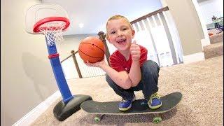 FATHER SON BASKETBALL SKATEBOARD TRICK SHOTS!