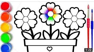 Bolalar uchun Gul tuvagi rasm chizish/Drawing Flower pot for children/Рисование  для детей