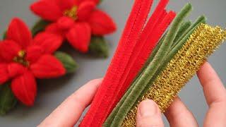 SIMPLE AND BEAUTIFUL How to make a Christmas flower from pipe cleaner