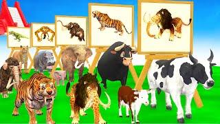 Choose The Right Animal Image With Elephant Cow Tiger Hippo Buffalo 5 Time Challenge Long Slide