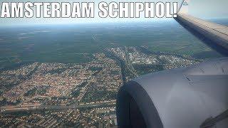 Approach & landing Amsterdam Schiphol airport  X-Plane 11 EXTREME GRAPHICS!