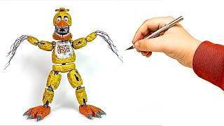 I made Articulated Withered Chica out of Polymer Clay!