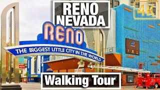 4K City Walks - Reno Nevada - Casinos and Murals - During Lockdown - Virtual Treadmill Scenery Walk