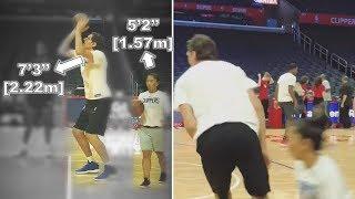 7'3'' (2.22m) Boban Marjanovic and 5'2'' (1.57m) Natalie Nakase Practicing Pick-And-Roll