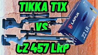 CZ 457 LRP VS. Tikka T1x - Lapua Center X - 50 yard rifle shootout