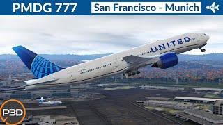 [P3D v5.3] PMDG 777-200ER United Airlines | San Francisco to Munich | Full flight