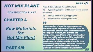 Hot Mix Plant I Asphalt Plant I Types of aggregates and bitumen used in asphalt production