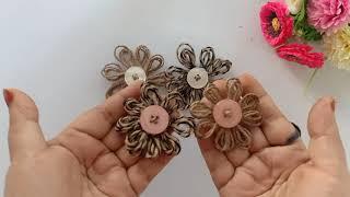 DIY Super easy jute rope flower️ How to make jute flowers easy/ Golden Fiber Crafts