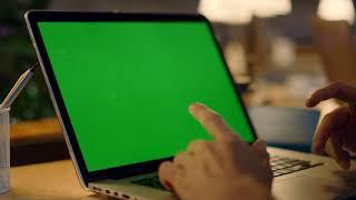 Close Up Laptop Green Screen Chroma Key