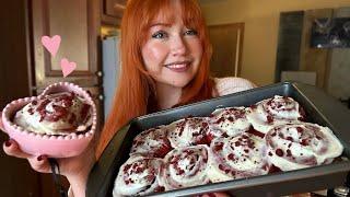 ASMR Baking Red Velvet Cinnamon Rolls ️ (Close Whispered Voiceover)