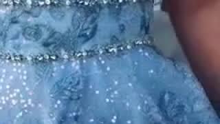 Light Blue Beaded Appliques Prom Dresses With Slit, Backless Party Gown PFP1711