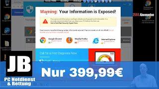 LIVE  Telefon Scam / Prank, NUR  399,99€ kostet der Service. Windows wurde aufgrund verdächtiger..