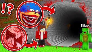 Mikey and JJ Found Longest Scary Shin Sonic & Bloody Sirenhead Tunnel at Night in Minecraft Maizen?!