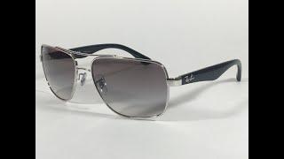 Ray-Ban Navigator Pilot Sunglasses Silver And Black Frame Gray Gradient Lens RB3483 003/32