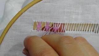 Sfilatura con rombi a punto rammendo - Tutorial ricamo a mano hand Embroidery Deshilado