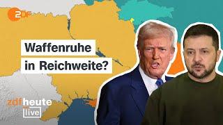 Ukraine zu 30-Tage-Waffenruhe bereit - USA geben Hilfen wieder frei | ZDFheute live