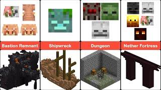 Minecraft Structures And Mobs in Them