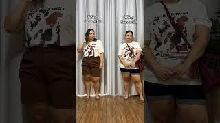 Look plus size com estampa vaca e short marrom #plussize #modaplussize #look #moda