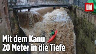 20 METER in die Tiefe! Brüder fahren mit Kanu durch einen WASSERFALL