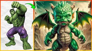 AVENGERS But Baby Dragons : Marvel & DC Heroes as Adorable Dragonlings 