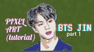 BTS Pixel Art Minecraft Tutorial: BTS JIN (KIM SEOKJIN)- Slower version | Part 1