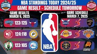 NBA STANDINGS TODAY • Game result march 6,2025 - schedule tomorrow