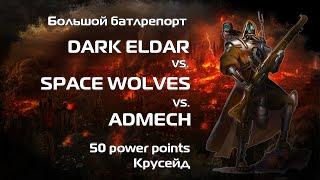 Drukhari vs. Adeptus Mechanicus vs. Space Wolves, 50 pp, Crusade, Episode 2, подробный батлрепорт