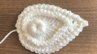 Двойной листик  с пуговкой #crochet #knitting #diy #handmade #craft #leaf #tutorial #secretsbyoksi