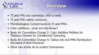 Tattoo Ink and AFDO, Color Additives and Microbiological Safety initiatives