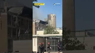 Firefighters work to put out fire after #Israeli hospital hit by Iranian airstrike | #shorts #iran