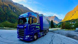 POV Driving Scania S560 - Norway Sirpantine road RV.15 Danger tunnel 4.0 ️