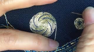 Embroidery Tutorial: How to Couch Gold Passing Thread - Couching Stitch - Gilt Passing