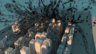 Awesome CG Mini City tsunami/tidal wave Blender 3D Slow-motion 600%