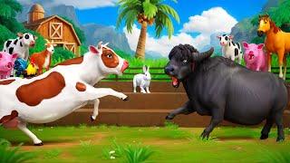 Epic Farm Animals Fight: Cow vs. Buffalo, Horse vs. Pig, Goat vs. Sheep! Animal Revolt Simulator