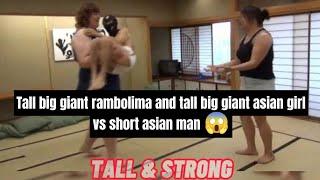 2 Tall Big Giant Amazon Girls Wrestling And Lift Carry Short Man