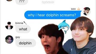 txt and skz texts: why soobin hear dolphin screams..? 