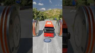 Mix Colourful City Buses vs Bollards Crash #shorts #beamng #crash #beamngdrive